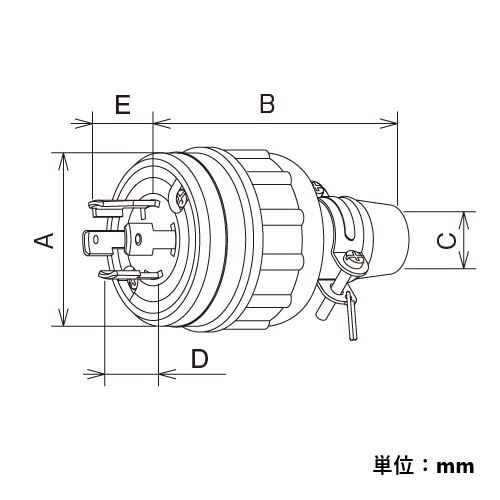 A：φ64mm　　　B：100mm　　　C：φ13～17mm\nD：20.5mm　　　E：24.8mm