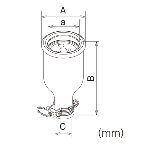 A：φ46mm　　　a：φ33.5mm　　　B：93mm\nC：φ10.5～11.5mm
