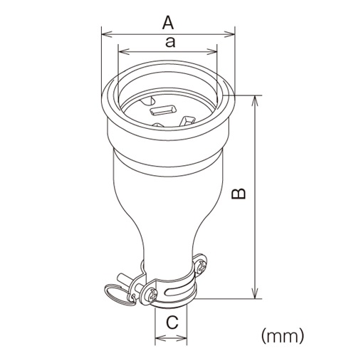 A：φ66mm　　　a：φ49mm　　　B：120mm\nC：φ12～13.5mm