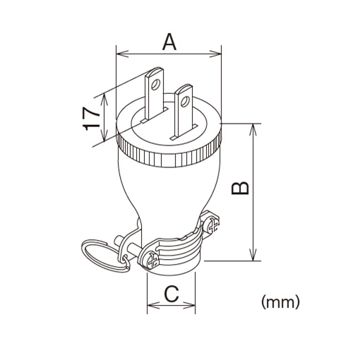 A：φ38mm　　　B：46mm　　　C：φ8.4～12mm