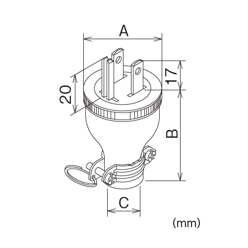 A：φ36mm　　　B：50mm　　　C：φ8.3～13mm