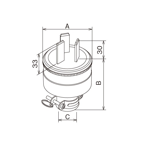 A：φ77mm　　　B：100mm　　　C：φ16.5～24mm
