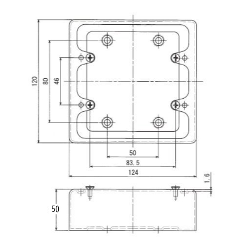 EA940CS-10｜124x120x50mm 露出ｽｲｯﾁﾎﾞｯｸｽ(ﾊﾌﾞ無/2個用)｜株式会社エスコ