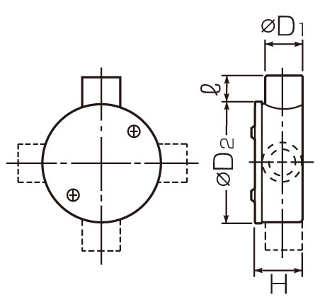 D1：φ26mm、D2：φ91mm\nl：28mm、H：38mm