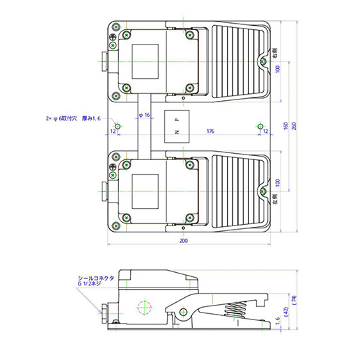 EA940FF-2｜AC250V/10A [1c]2連ﾌｯﾄｽｲｯﾁ(産業用防雨型)のページ