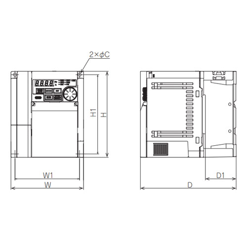 W：220mm　W1：208mm　H：150mm　H1：138mm　D：155mm　D1：68mm　C：5mm