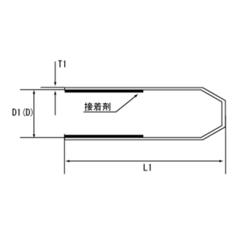 D（収縮前）：25mm、D1（収縮後）：8.5mm\nL1：68.0mm、T1：2.5mm