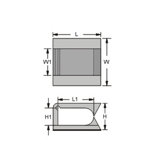 L：16.0mm、L1：11.9mm、W：15.8mm、W1：8.9mm、H9.0mm、H1：5.8mm