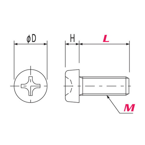 M：M5　　　L：8mm\nD：9mm　　H：3.3mm