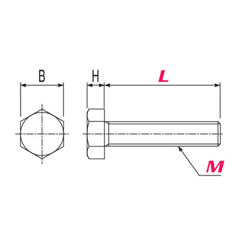 M：M6　　　L：15mm\nB：10mm　　H：4mm