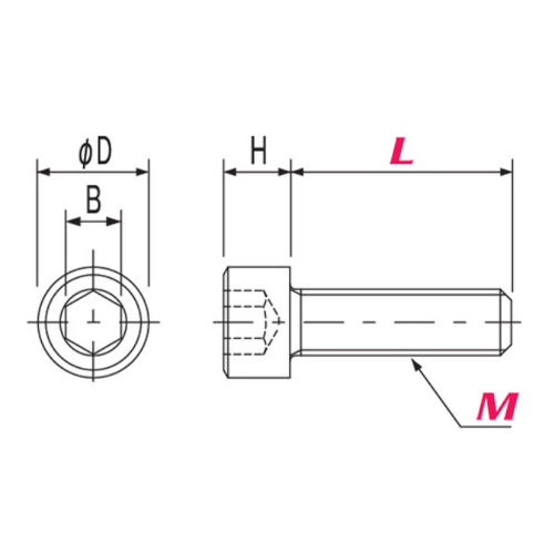 φD：7mm　B：3mm　H：4mm\nL：100mm　M4