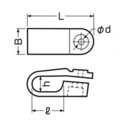 Ｂ：10mm　　　Ｌ：28.2mm\nｌ：15mm　　　ｈ：8.6mm\nｄ：φ2.5mm