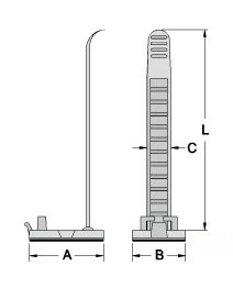 A：25mm　　B：18mm\nC：7.9mm　　L：70mm