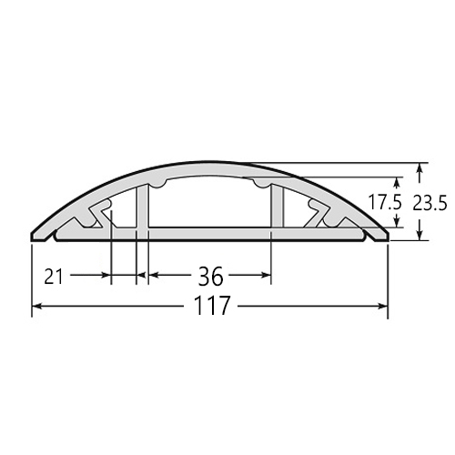 B：117mm、H：23.5mm、\nb1：36mm、b2：21mm、h：17.5mm