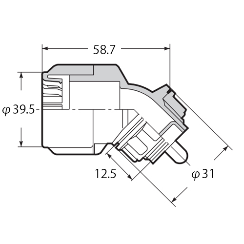 φD1：39.5mm、φD2：31mm、L1：58.7mm、L2：12.5mm