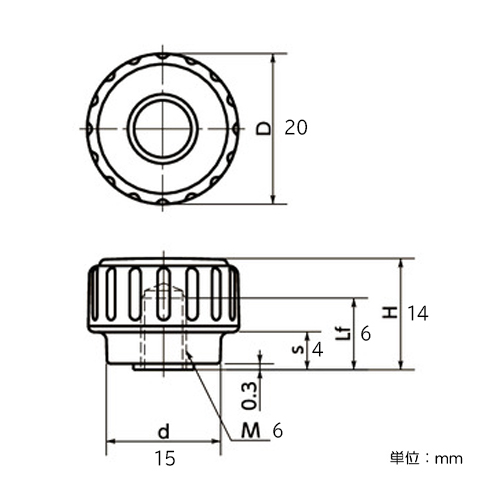 エスコ (ESCO) M6x20mm 雌ネジディンプルノブ EA948AU-6 オイル・添加剤