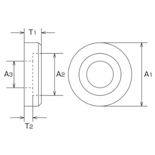 A1：13㎜　　　A2：9.2㎜　　　A3：5.2㎜\nT1：3mm　　　T2：1㎜