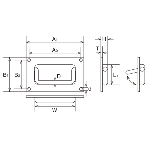 D：8㎜　　　L1：46㎜　　　W:86mm　　　\nA1：122㎜　　A2：110㎜　　B1：78㎜　　　\nＢ2：66㎜　　　Ｈ：14㎜　　　\nｄ：5.4㎜　　　Ｔ：1㎜