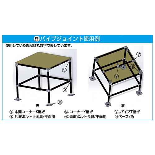 ※当商品は使用例にはありませんが、パイプジョイントの使用例として添付しています。