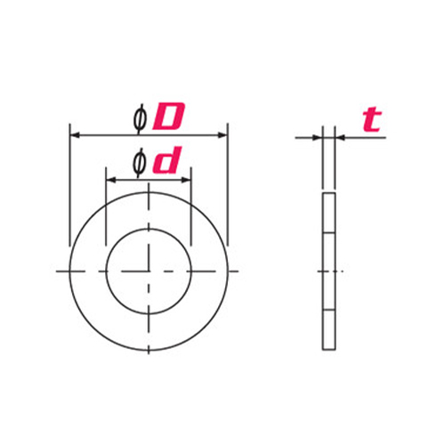 d：φ2.7mm　　D：φ6mm　　t：0.5mm