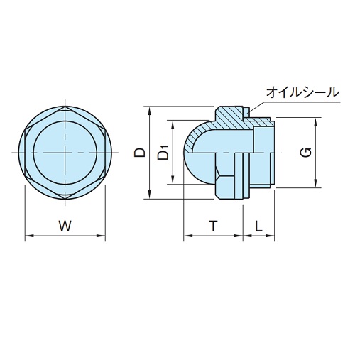 ねじ（G）：G3/8”　L：7.5mm\nD：22.5mm　T：13mm\nW：19mm　D1：15mm