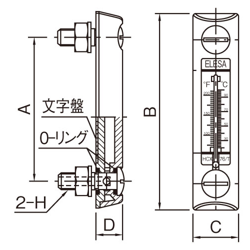 A：76mm、B：99mm、\nC：22mm、D：15mm、\nH：M10×1.5mm