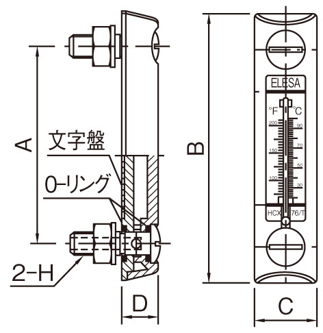 A：76mm、B：99mm、\nC：22mm、D：15mm、H：M10×1.5mm