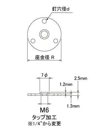 R：φ25mm、d：φ3mm