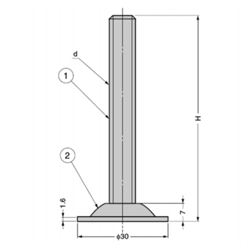 d:M8　　　H:50mm\n①鋼(SWCH)、②鋼(SPHC)