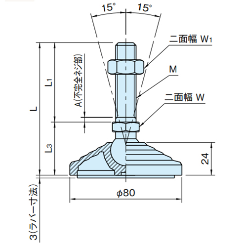 L:241mm　　　L3:43mm　　　L1:198mm　　　W:24mm　　　W1:36mm　　　A:5mm