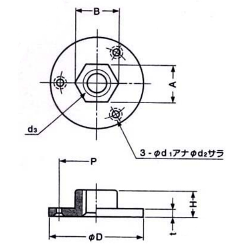 D…28　P…20　H…9　t…2.7\nd1…3.2　d2…5.3　d3…M10×1.5\nA…13　B…14