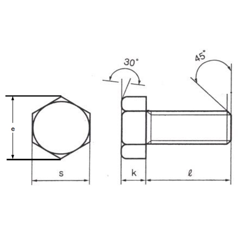 ｌ：30mm　　k：5.5mm　　s：13mm\ne：15mm