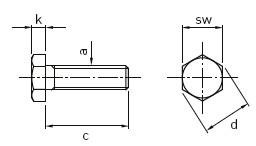 a：M8、c：40mm、d：13mm、k：5.3mm、sw：13mm