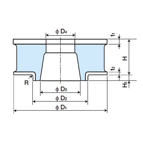 D1：φ23mm　　　D2：φ17mm　　　D3：φ14mm\nD4：φ9mm　　　H：9mm　　　H1：2mm\nt1：1mm　　　t2：1mm