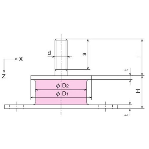 D1：40mm　　　　D2：34mm\nH：33mm　 　　　　t：2.3mm\nd：M8 　　　 　　　l：30mm\ns：25mm