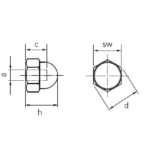 a：M6、c：6mm、h：12mm、sw：10mm、d：11.1mm