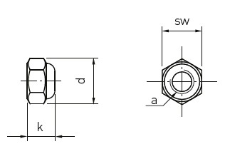 a：M5、k：5mm、sw：8mm、d：8.8mm