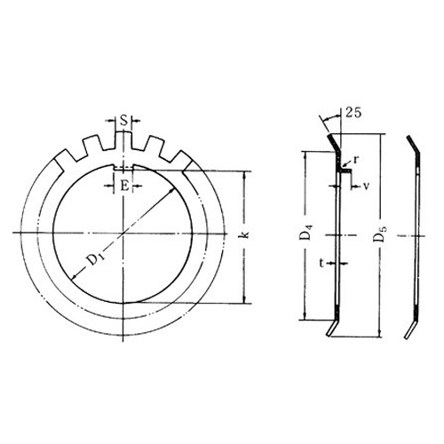 サイズ（mm）\nD1：120、K：115、E：14、t：2、s：12、D4：138、D5：164