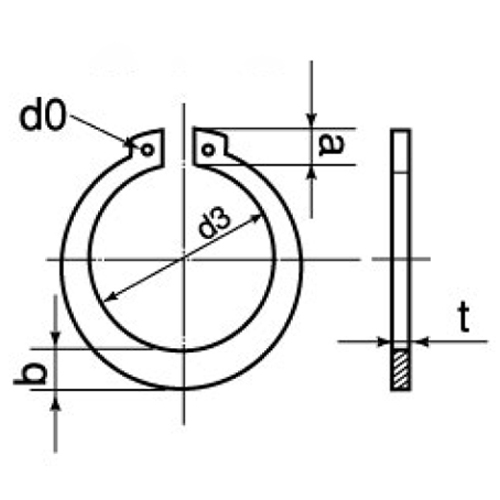 d3：13.8mm　　t：1.0mm　　b：2.1mm\na：3.5mm　　d0：1.7mm