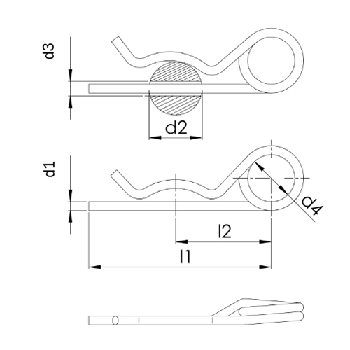 d1：4.5mm、d2：20mm、d3：4mm、d4：16～20mm、l2：44mm