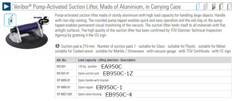 EA950C｜120kg サクションリフター(ﾎﾟﾝﾌﾟ付)のページ - 【SAKKEY】エスコの商品を検索