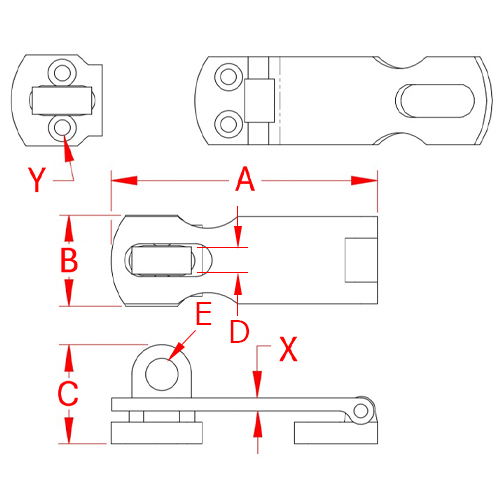 A：90.1mm　　B：26.6mm　　C：29mm\nD：8.5mm　　E：9mm\nX：3.8mm　　Y：3.8mm