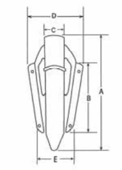 A：140mm、B：110mm、C：25mm、D：80mm、E：50mm