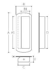 A：105mm、A1：85mm、B：40mm、B1：23mm、C：30mm、D：86.4mm、E：13mm、t：0.7mm