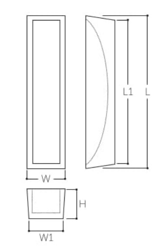 L：60mm、L1：59mm、W：12mm、W1：11mm、H：8mm