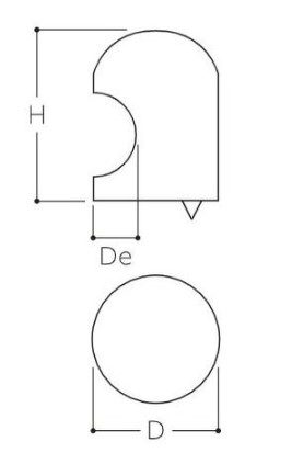 サイズ(mm)\nD：25、De：6、H：32