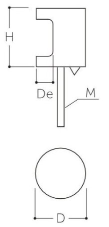 サイズ(mm)\nD：φ15、De：4、H：22、M：M4