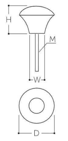 サイズ(mm)\nD：φ25、W：φ14、H：18、M：M4