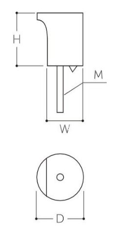 サイズ(mm)\nD：φ22、W：15、H：28、M：M4