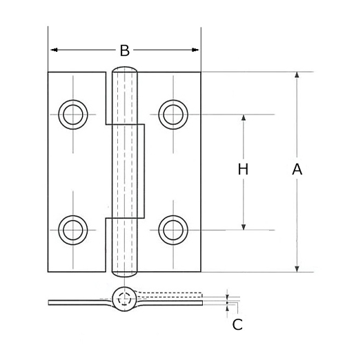 A：51mm　　B：38mm\nC：1.3mm　　H：36mm